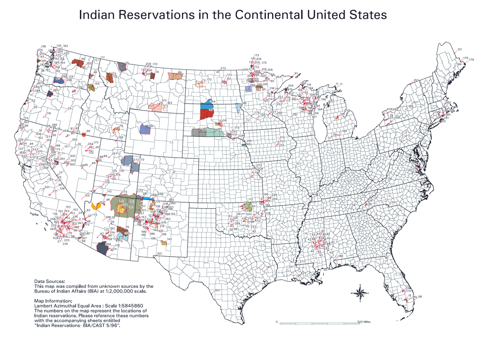 Map - Indian Reservations in the Continental U.S.