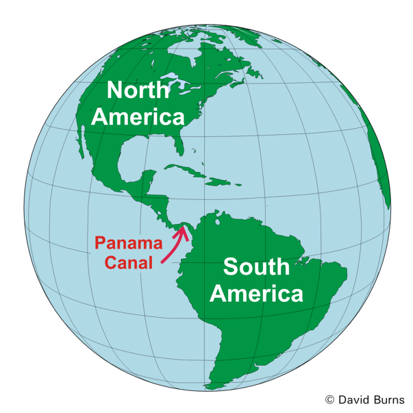 Map - Panama Canal location on globe