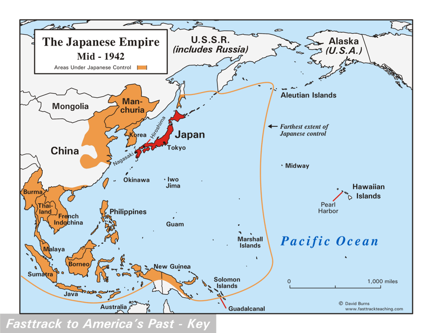 The Japanese Empire in World War II - Japanese conquest WWII - Pacific Theater in WWII map