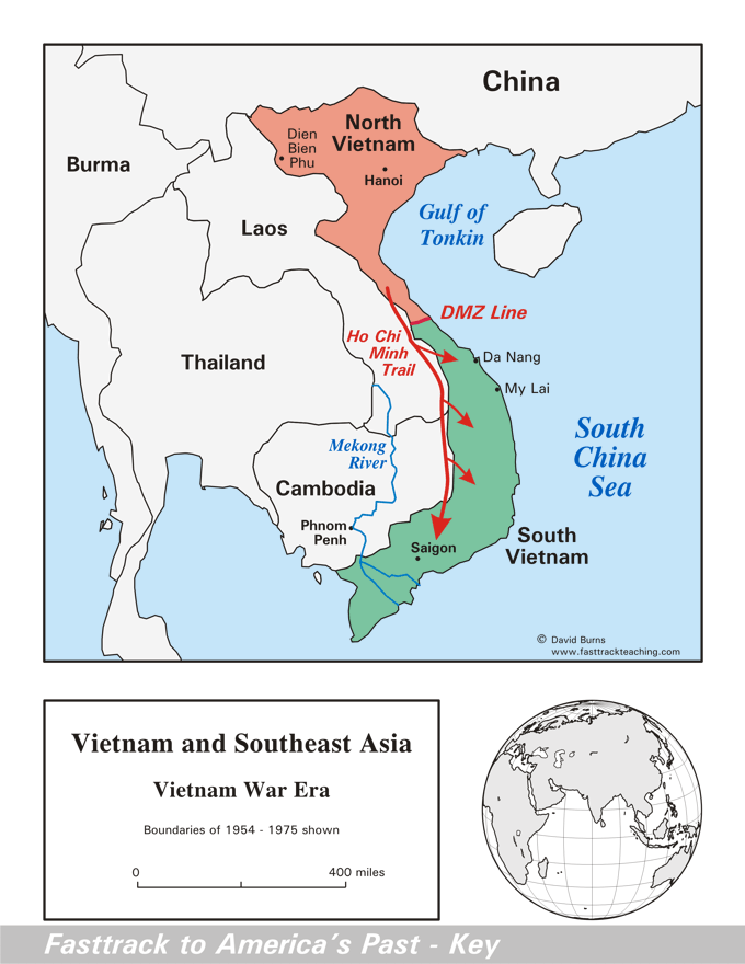 Vietnam and Southeast Asia map - Vietnam War - Ho Chi Minh Trail