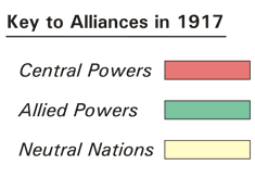 Map key for World War I: Who's Who map - 1917