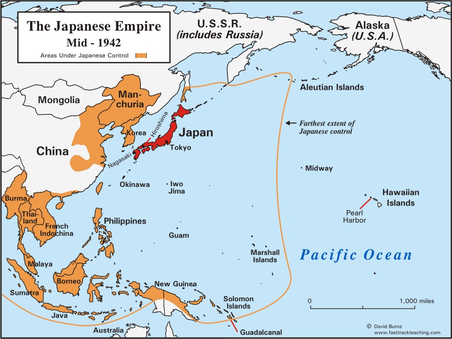 WW2 Map Japanese Empire 1942 Japanese Aggression in Asia